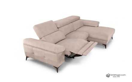 Sofá Chaise Longue piel natural de lujo con opción Relax  Modelo NAIRA